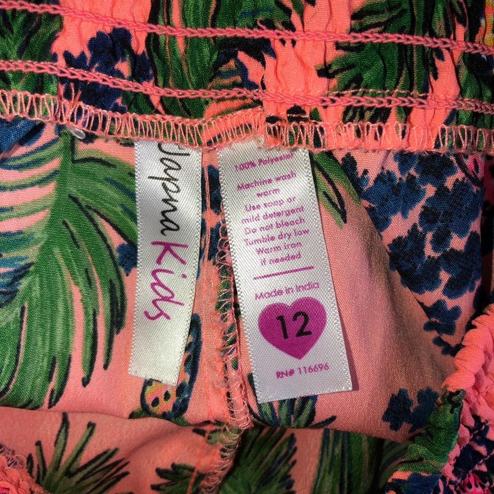 Pink tropical print girls summer shorts - Picture 5 of 5